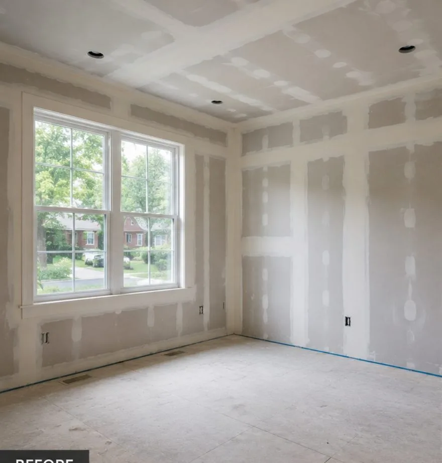 Bedroom before drywall finishing