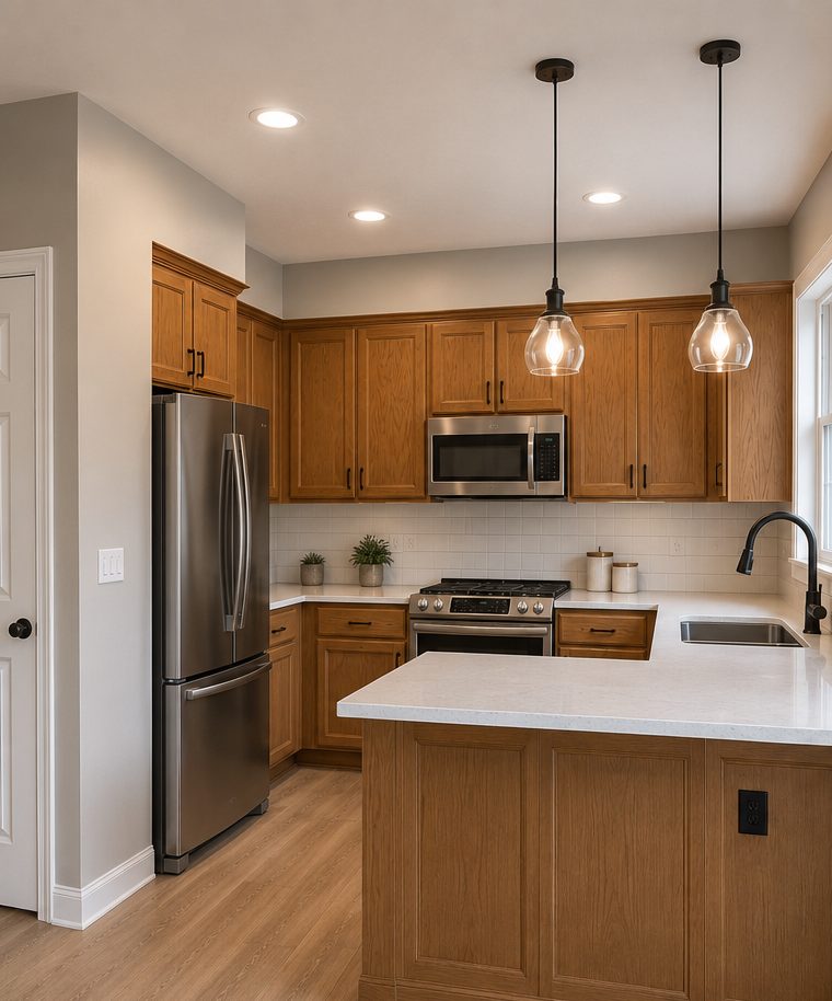 Kitchen cabinets before refinishing
