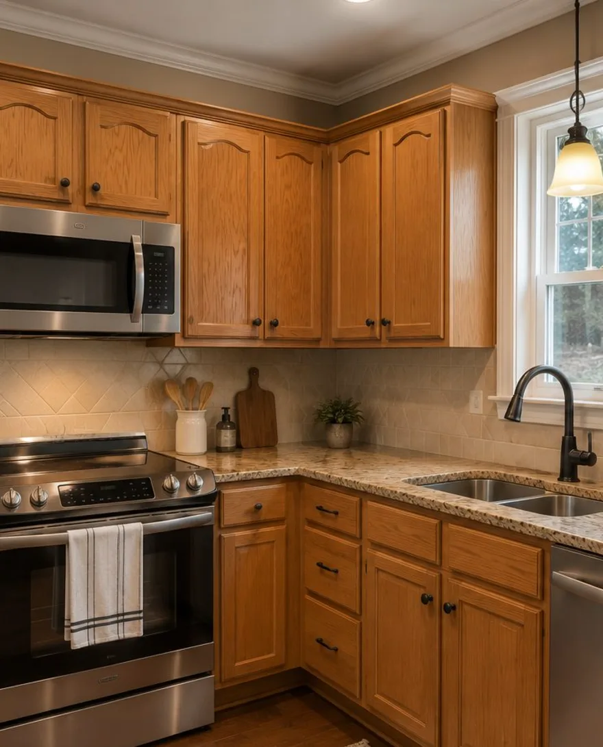 Kitchen cabinets before refinishing