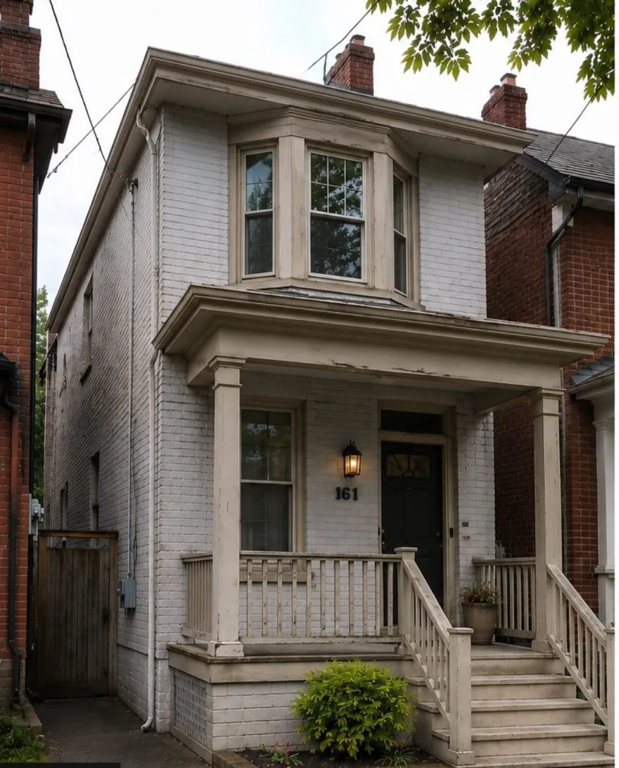 Weathered brick exterior before painting