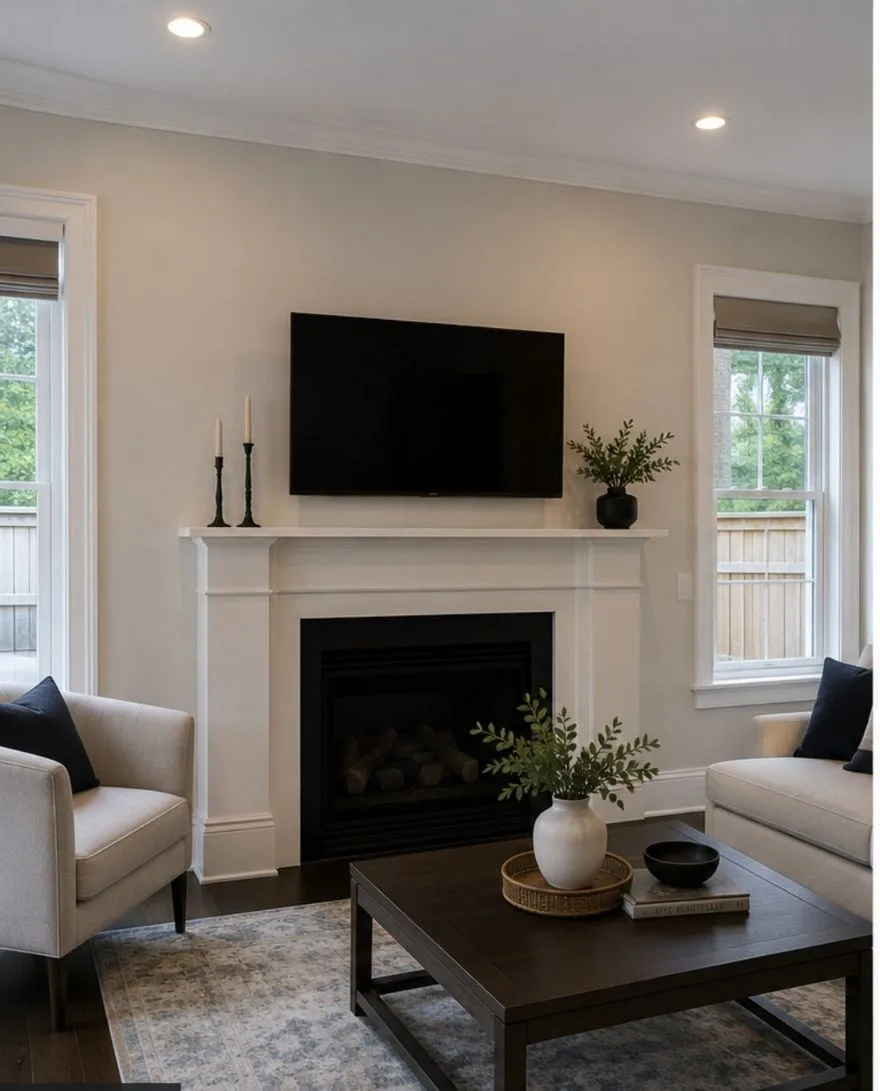 Living room wall before wallpaper installation